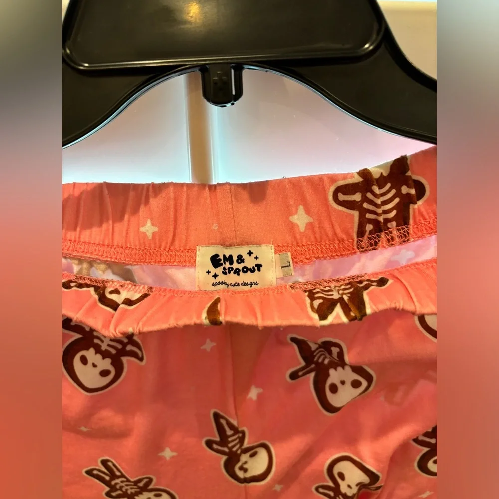Em & Sprout Skeleton Gingerbread Pink Pajama Set Size Large